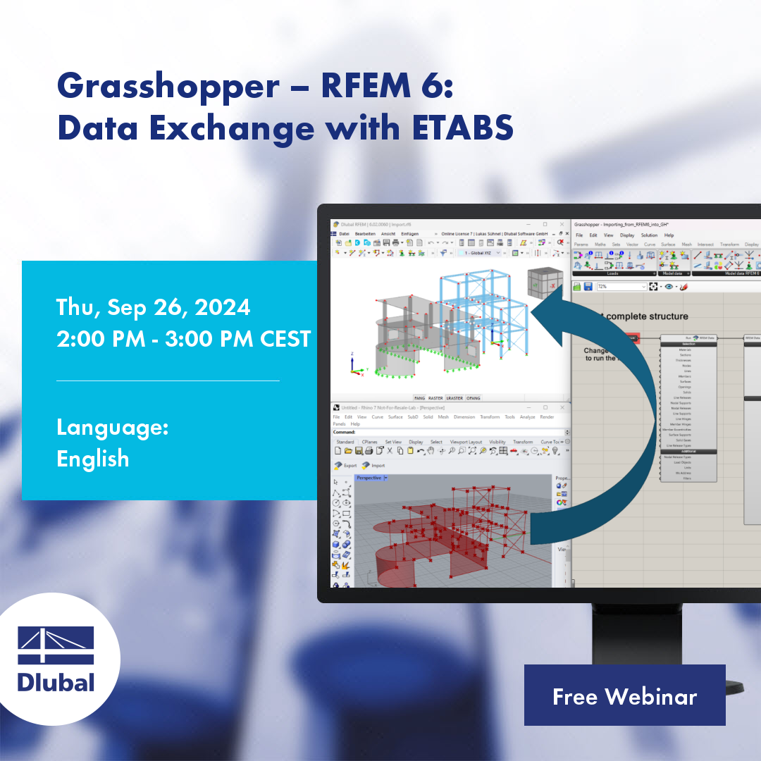 Grasshopper – RFEM 6: \n Výměna dat s ETABS