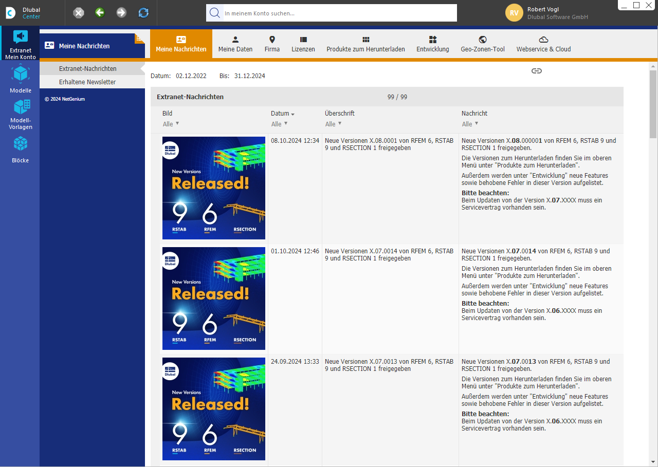 Extranet | Můj účet v Dlubal Centru