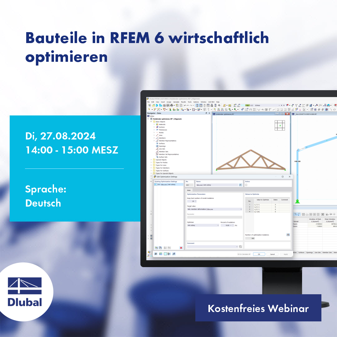 Optimalizujte konstrukční prvky v programu RFEM 6 efektivně