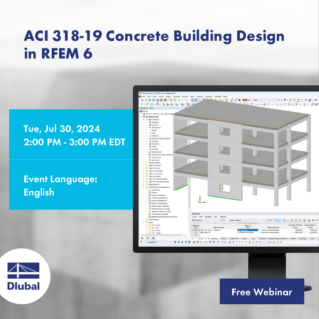 Posouzení betonových budov podle ACI 318-19 v programu RFEM 6