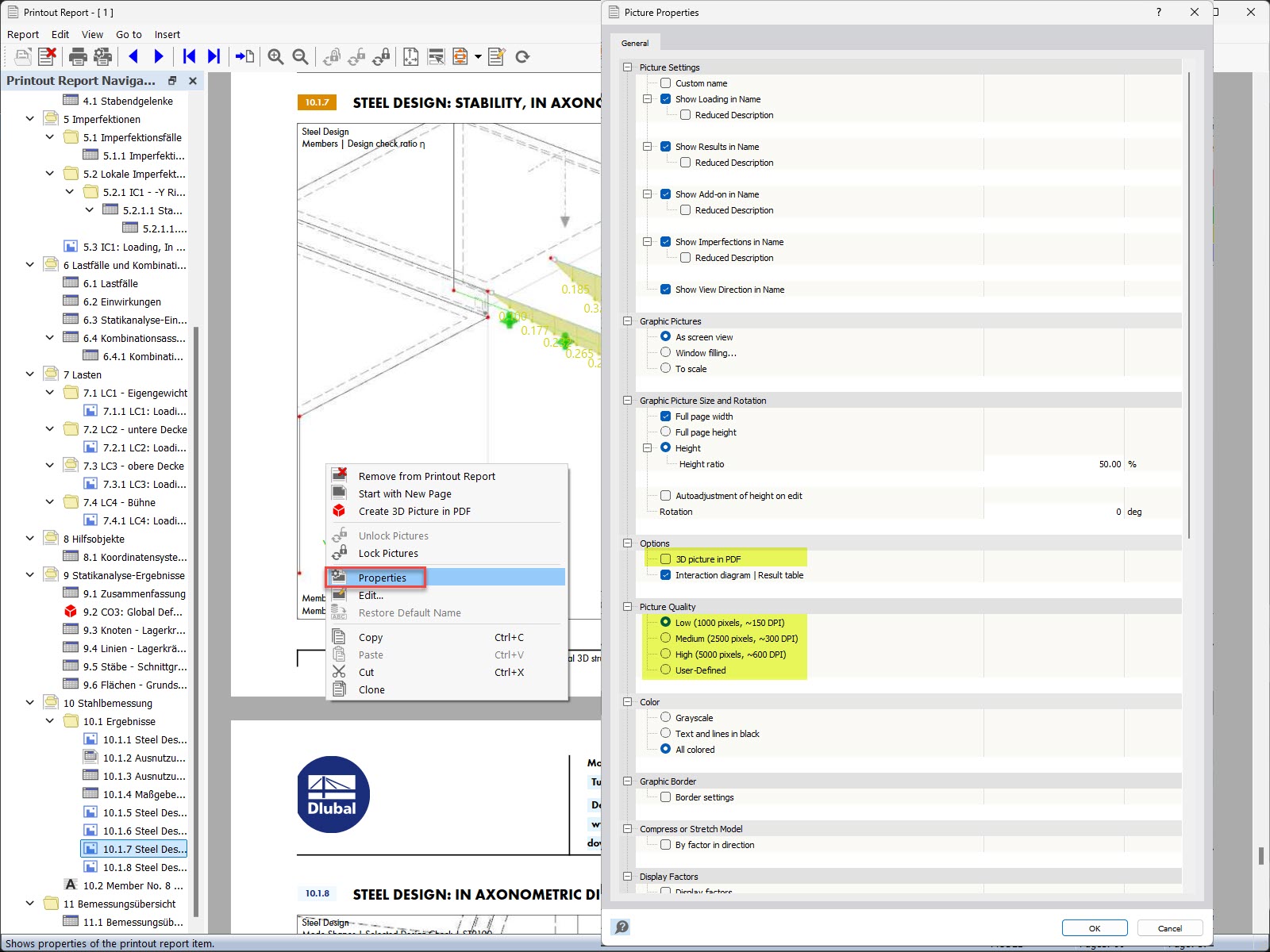 FAQ 005580 | Je možné v programech RFEM 6 a RSTAB 9 snížit nároky na paměť u tiskového protokolu?