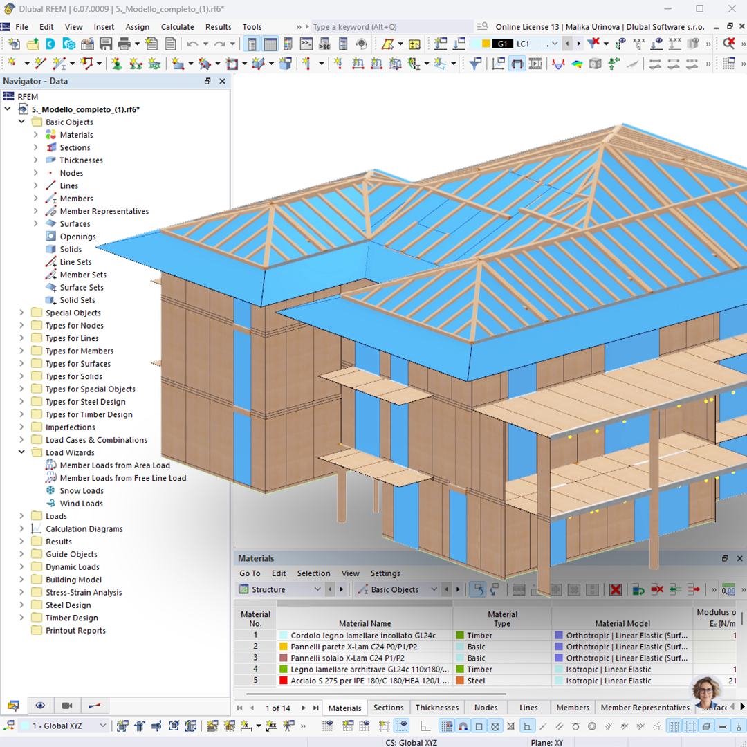 Závěrečná práce | Analýza a modelování vícepodlažní obytné budovy z X-Lam dřevěných panelů v programu RFEM 6