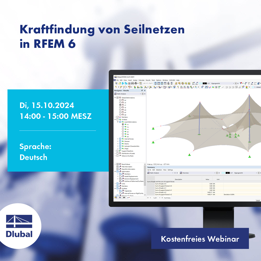 Stanovení sil v lanových konstrukcích\n v programu RFEM 6