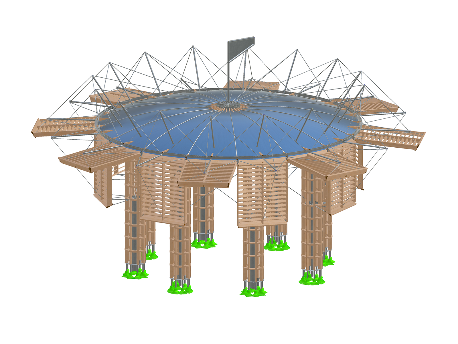 Model 005074 | Dřevěná konstrukce kinetického pavilonu na zámku Radíč, Česká republika