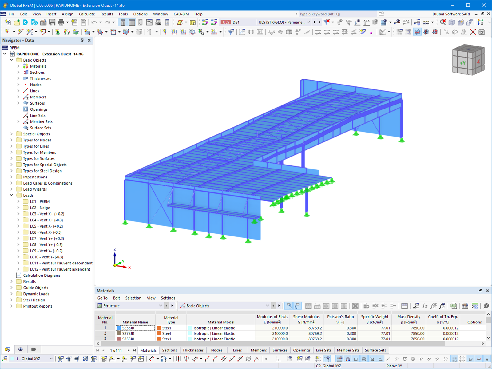 Model přístavby v programu RFEM