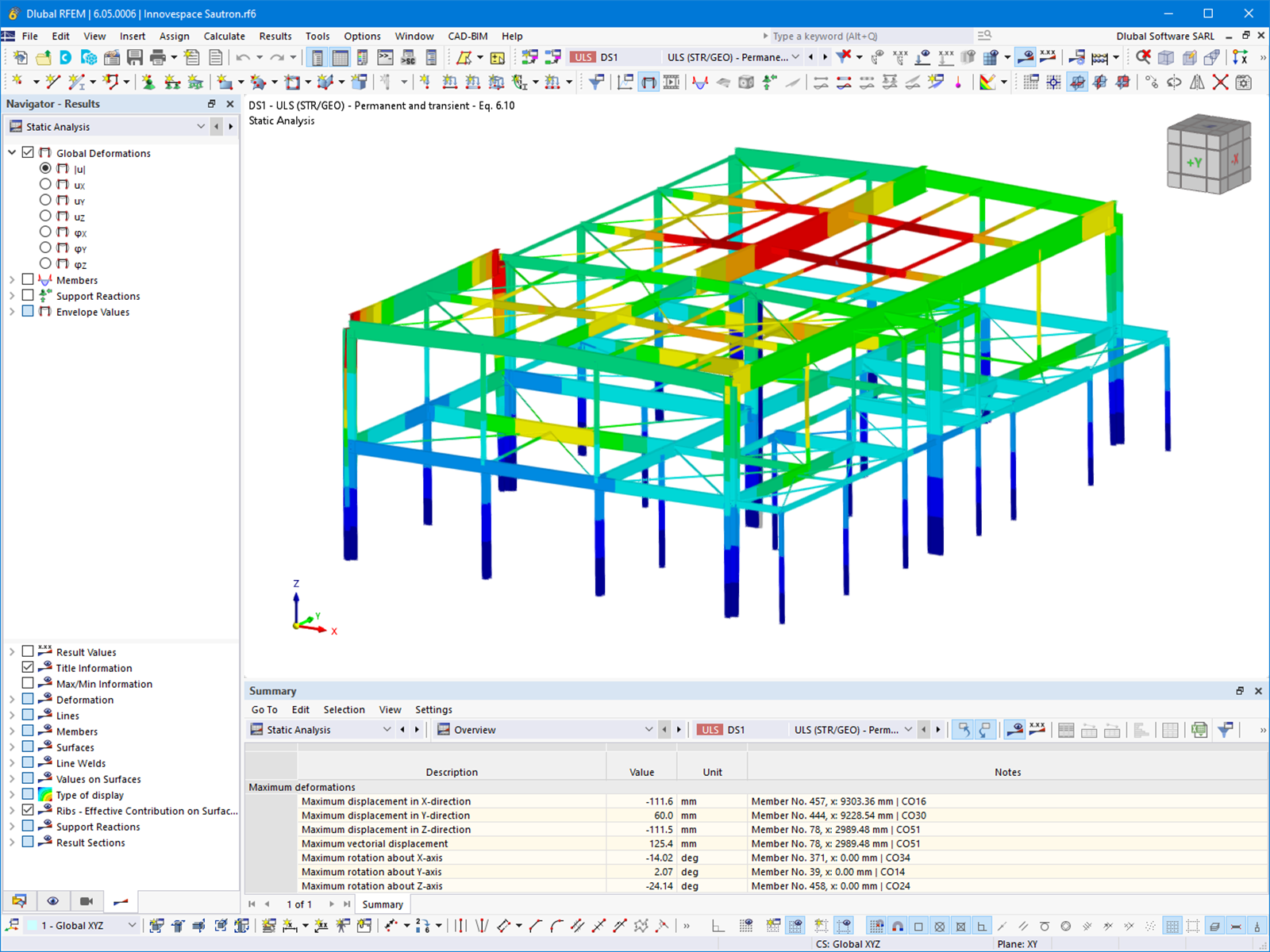 Deformace administrativní budovy v programu RFEM | © GH - Hervouet