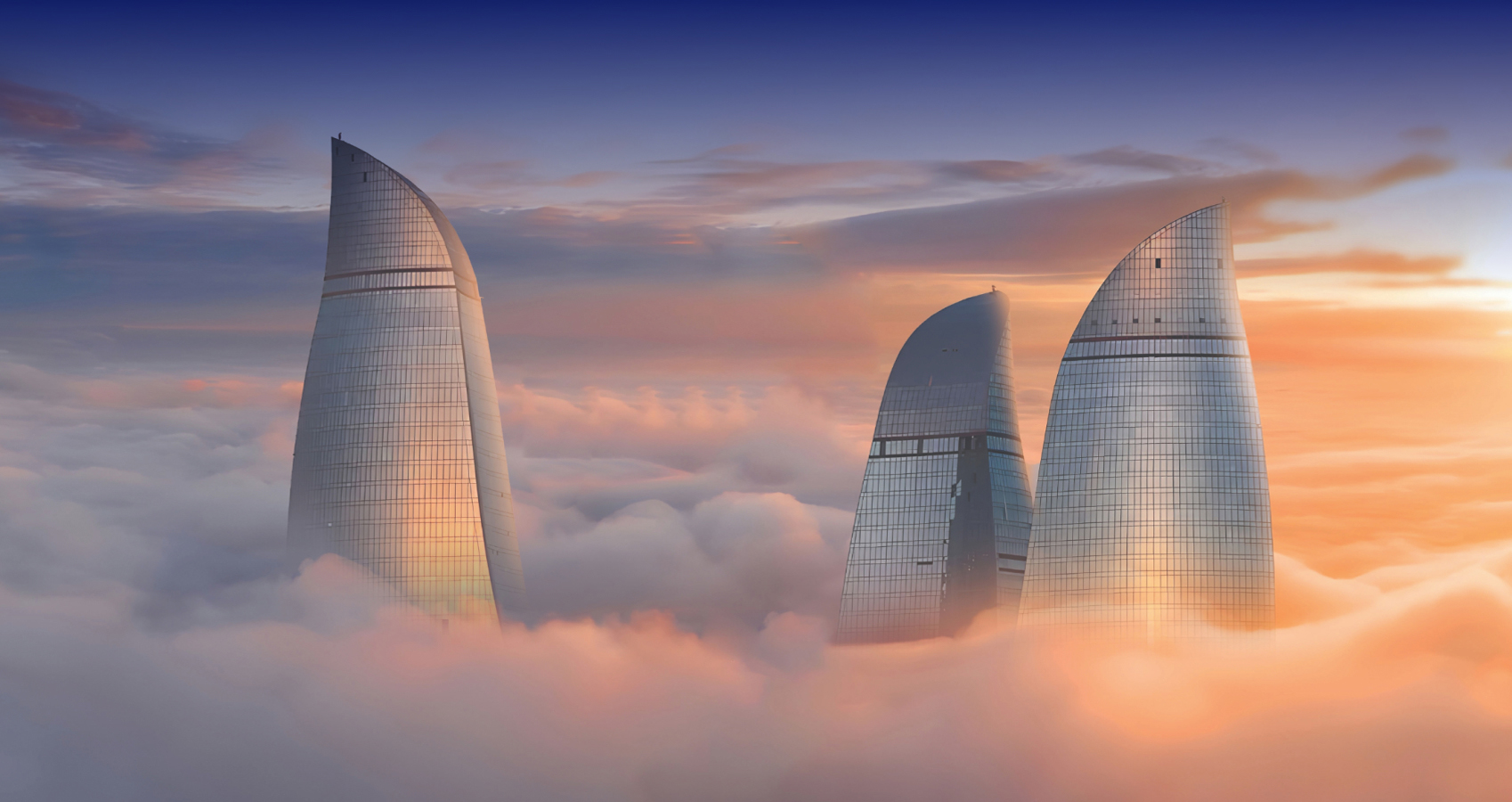 Komplex věží Baku Flame Towers in Baku, Ázerbájdžán