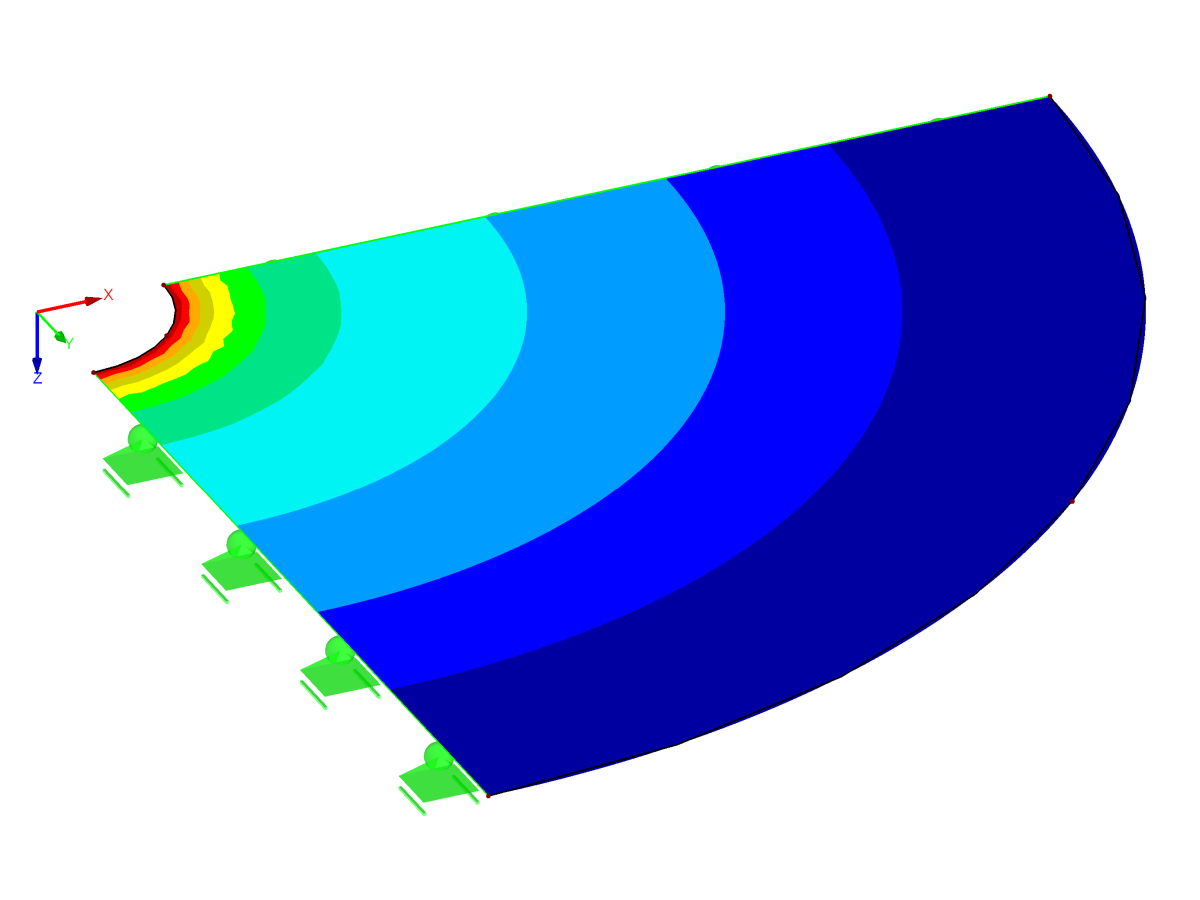 RFEM 6 Výsledky - Celkový průhyb