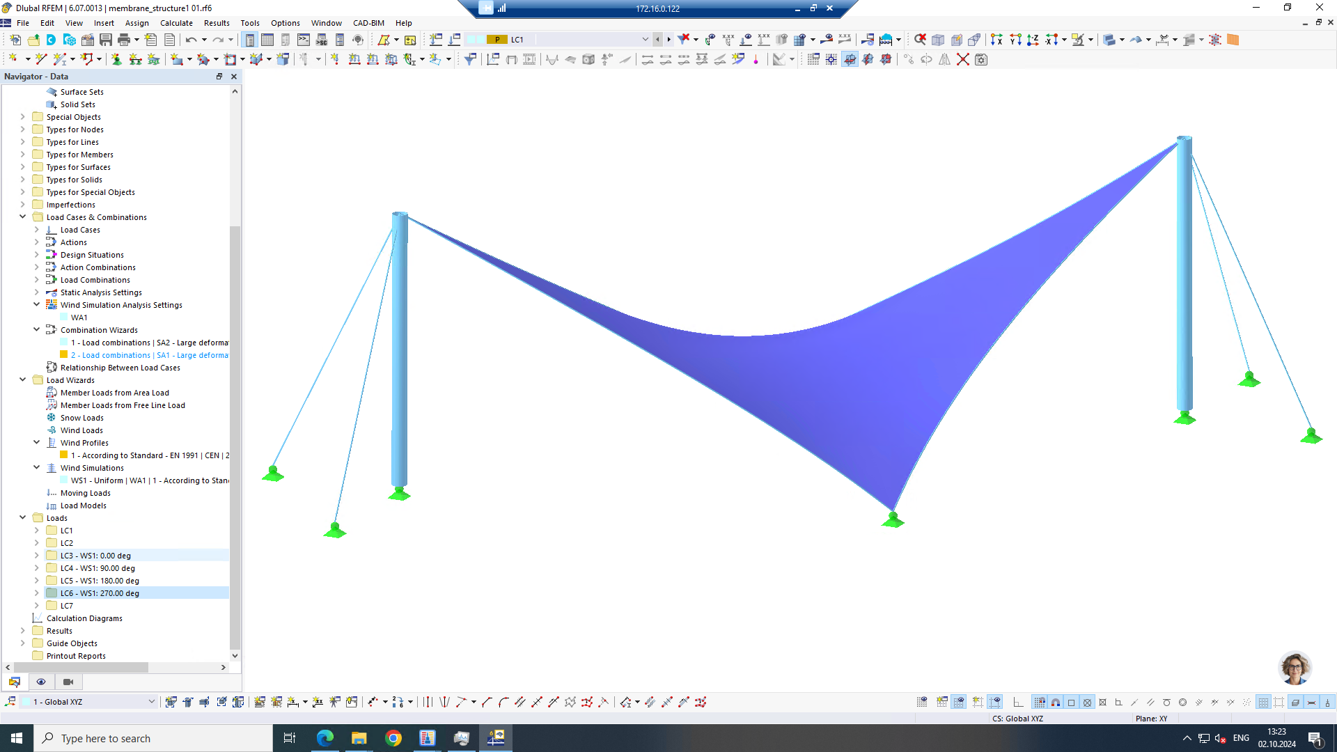 Obrázek 1: Původní tvar v programu RFEM 6