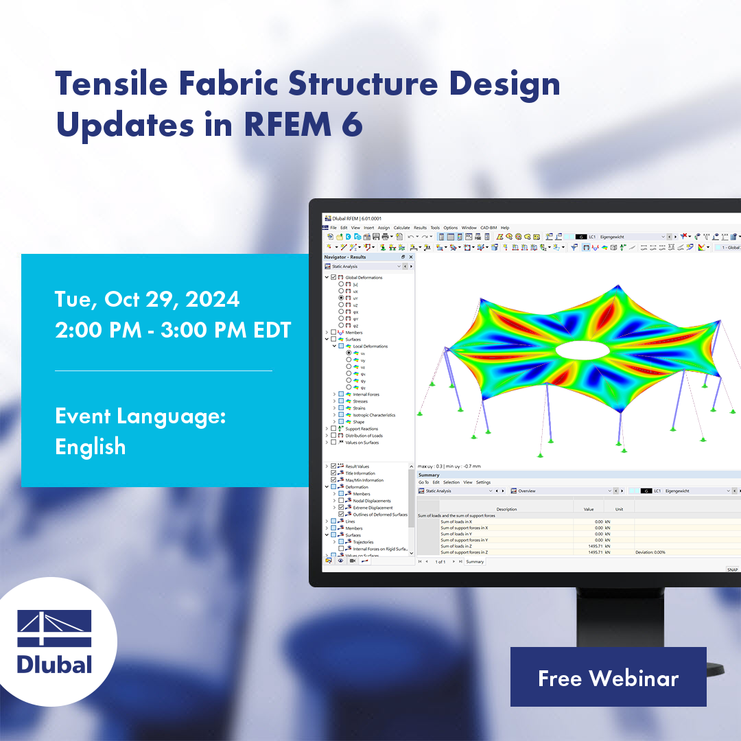 Aktualizace pro posuzování textilních membránových konstrukcí v programu RFEM 6