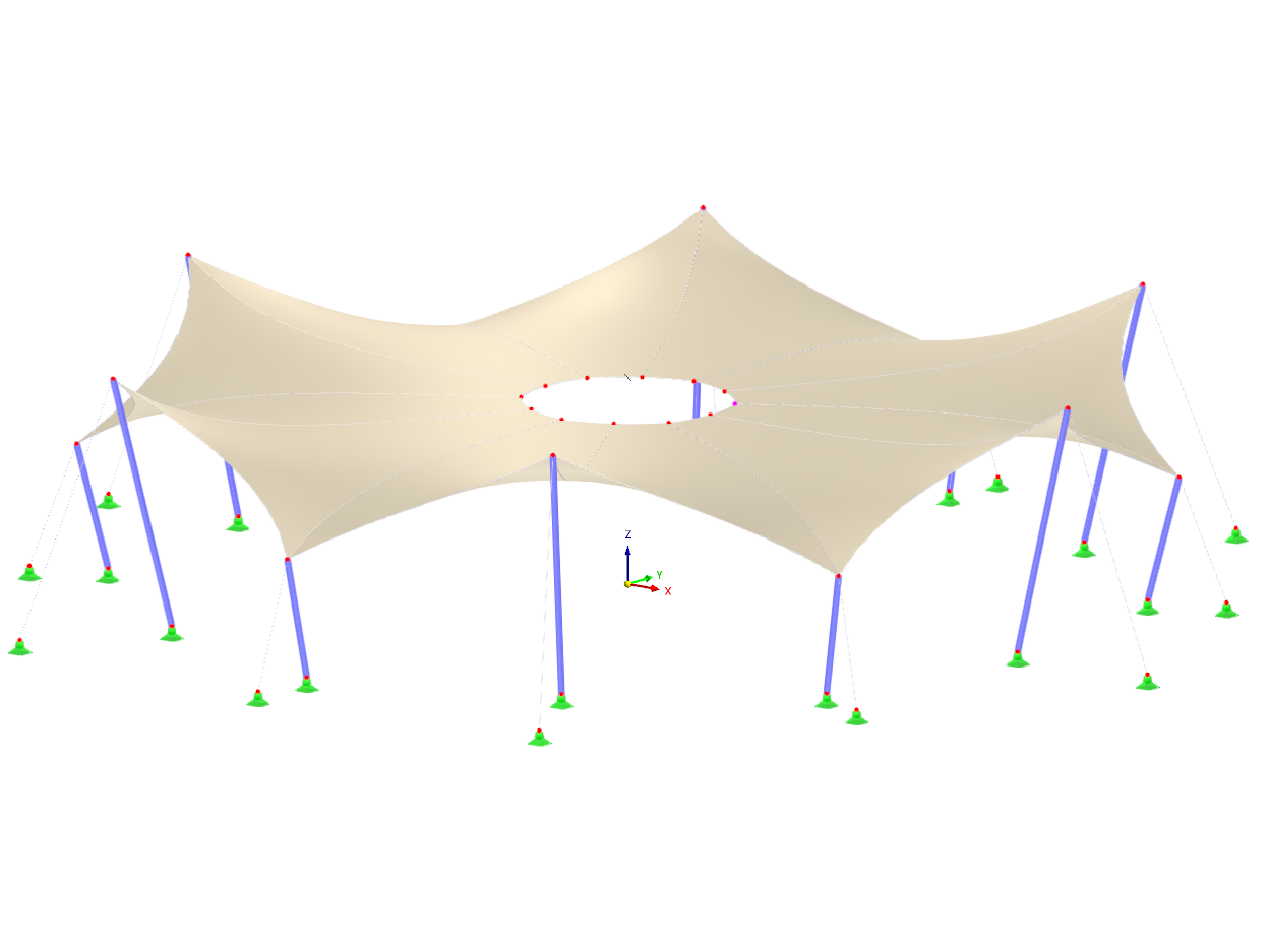 Model 005406 | Form-finding textilní síťové konstrukce | AISC 360-22