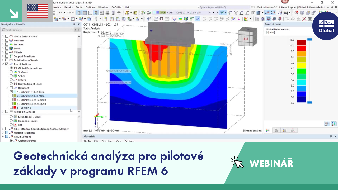 Webinář geotechnické analýzy pro pilotové základy pomocí softwaru RFEM 6.