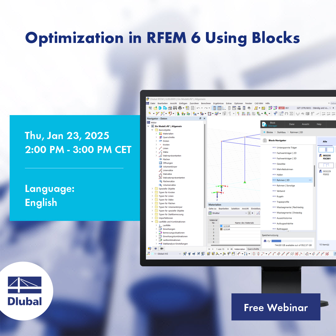 Optimalizace v programu RFEM 6 pomocí bloků