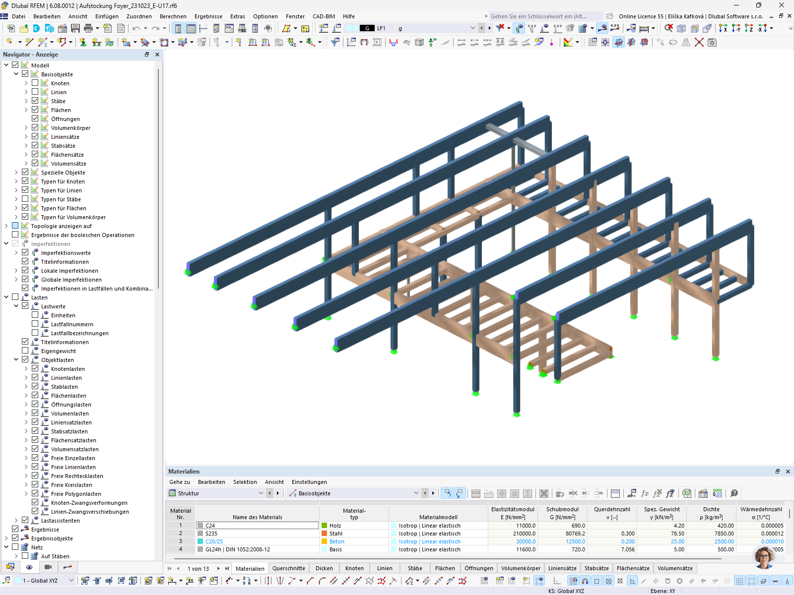 RFEM model nástavby haly Vilstalhalle ve Vilsbiburgu | © BBI INGENIEURE GMBH