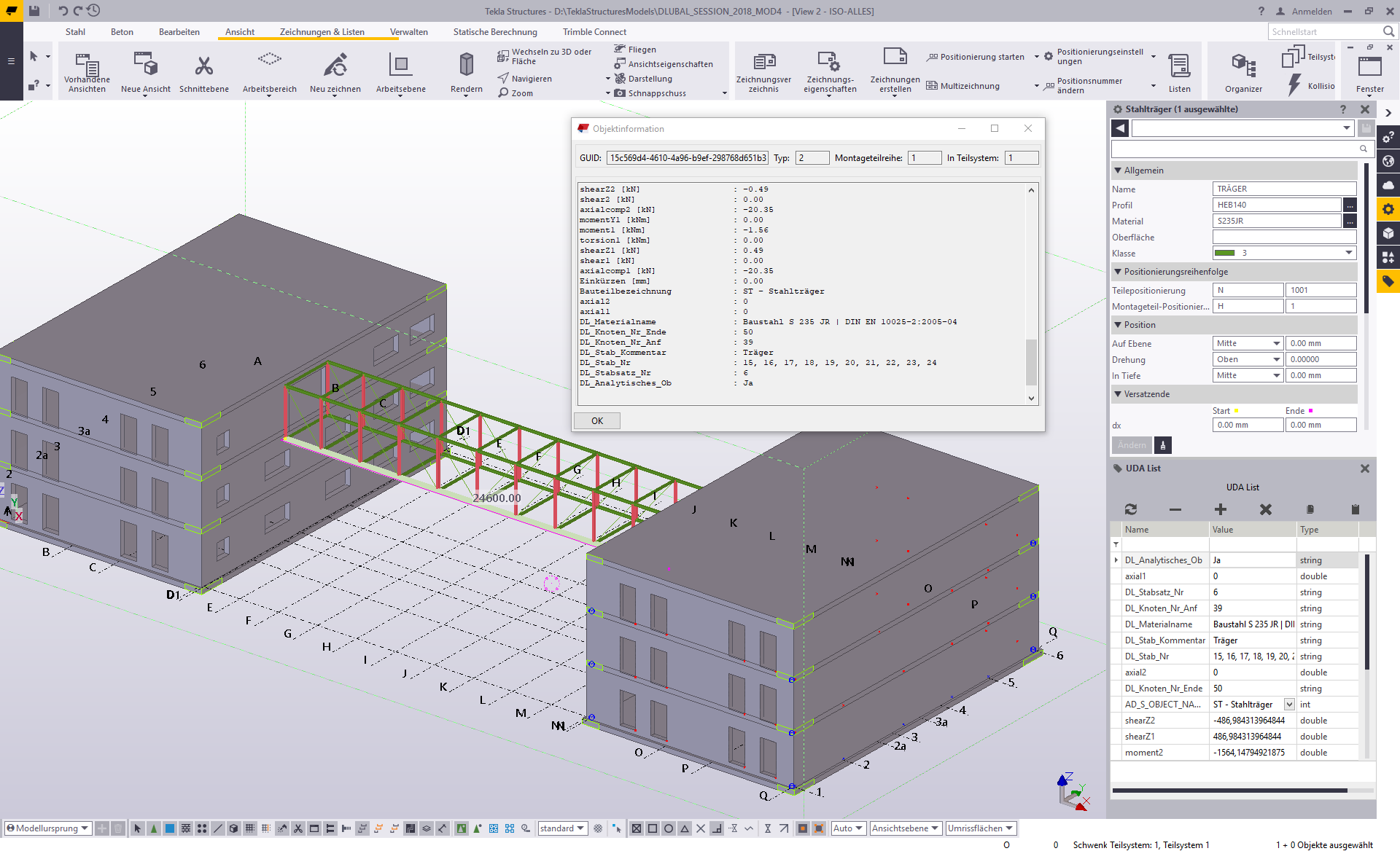 Objektinformationen in Tekla Structures