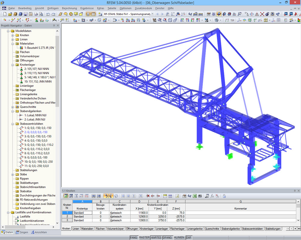 Oberwagen Schiffsbelader | Realisiert mit RFEM vom Ingenieurbüro Ehlenz, Beckingen | www.ibehlenz.de