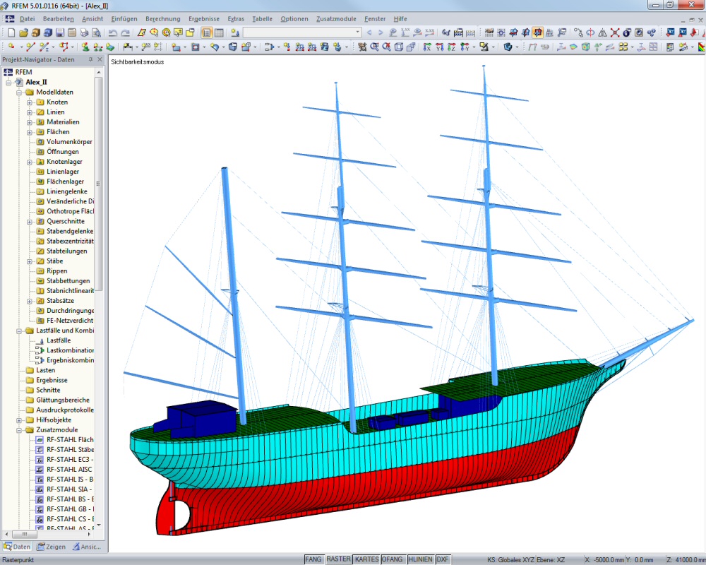 Neubau Segelschiff "Alexander von Humboldt II" | Realisiert mit RFEM von Marine Engineering Wollert GmbH, Arnis