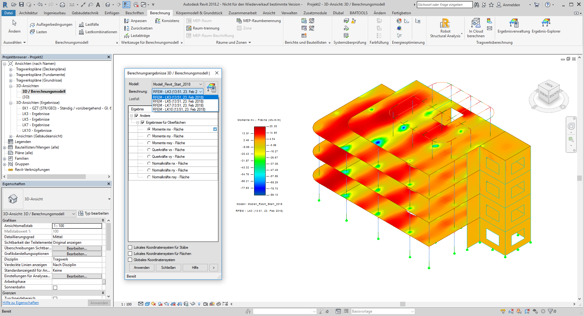 Exportierte Schnittgrößen in Revit