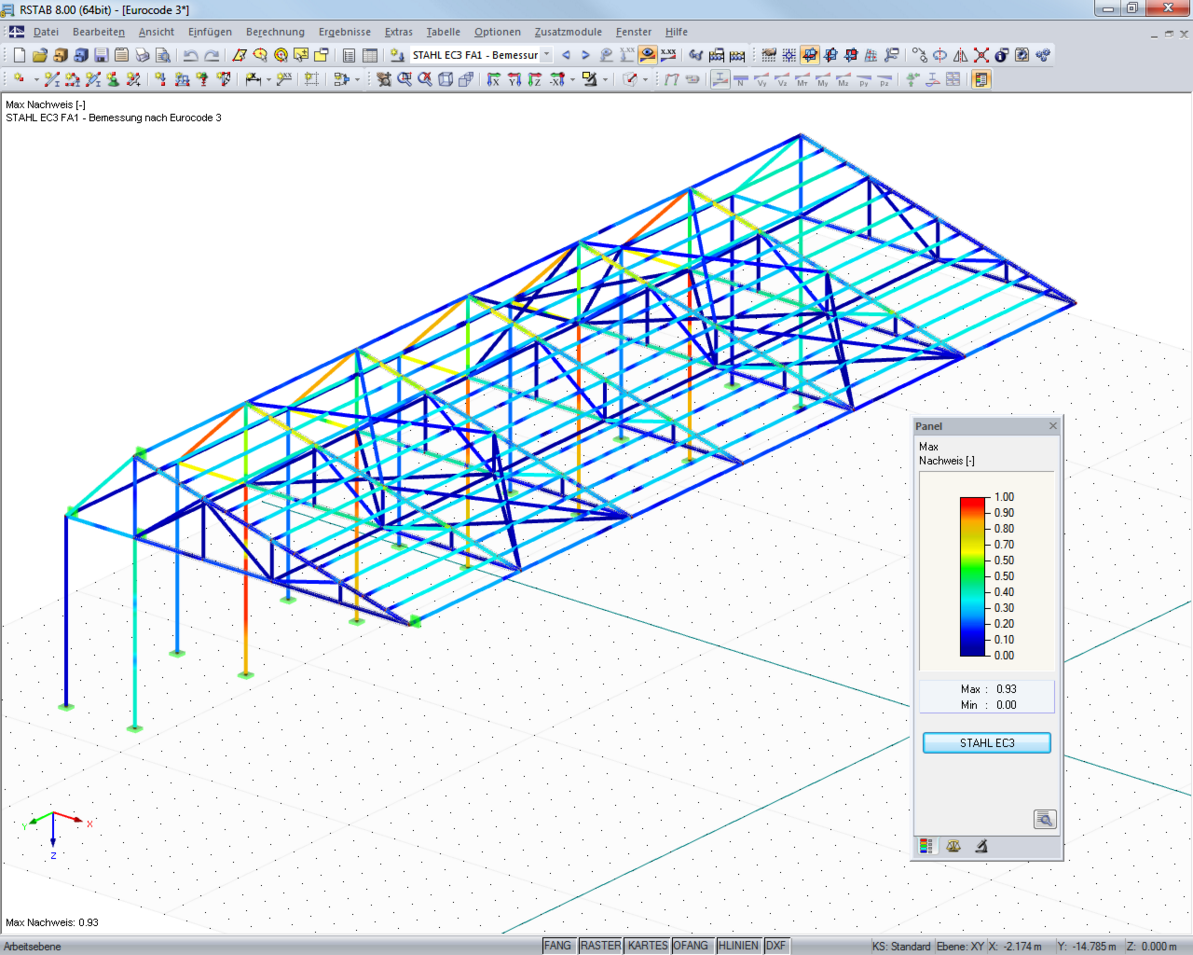 Grafische Darstellung der Ergebnisse von STAHL EC3 in RSTAB