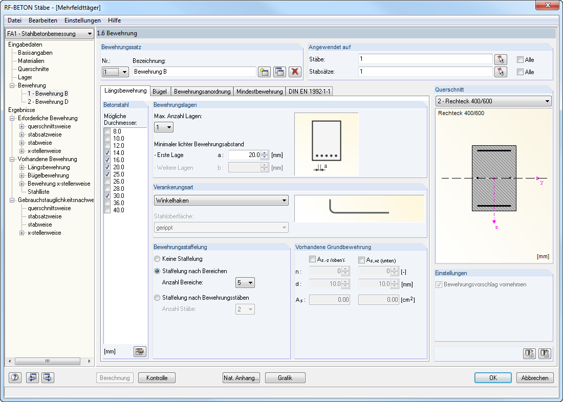 RF-BETON Stäbe - 1.6 Bewehrung, Längsbewehrung