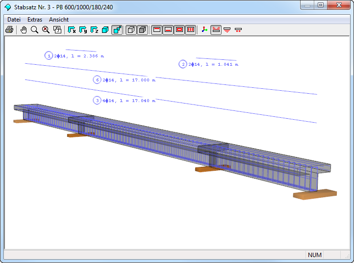 RF-BETON Stäbe - 3D-Rendering