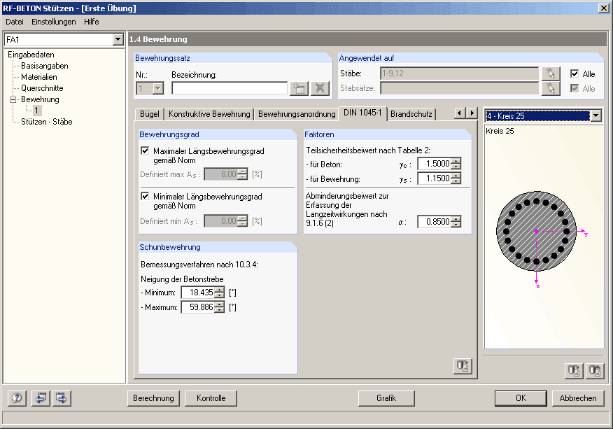 1.4 Standardspezifische Einstellungen