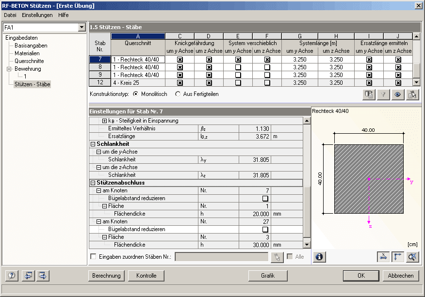 1.5 Stützenparameter - stabweise