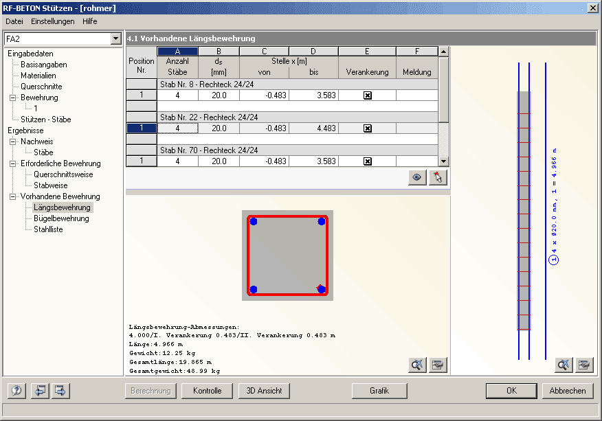 4.1 Vorhandene Längsbewehrung