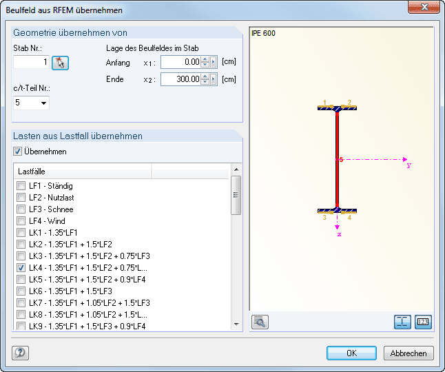 Beulfeld von RFEM übernehmen