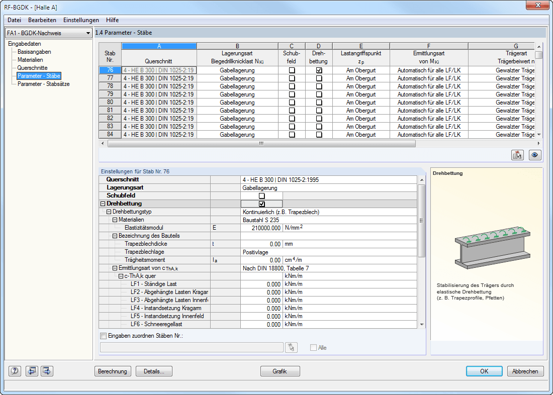 1.4 Parameter - Stäbe, Drehbettung