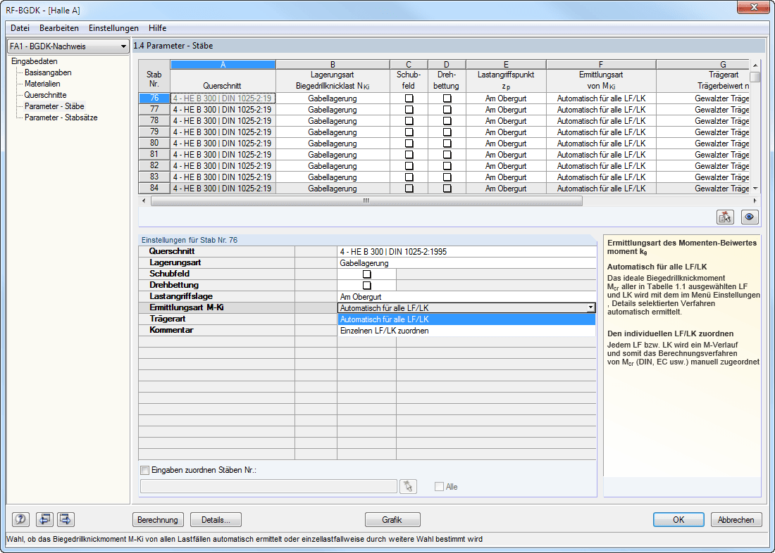 1.4 Parameter - Stäbe, Ermittlungsart