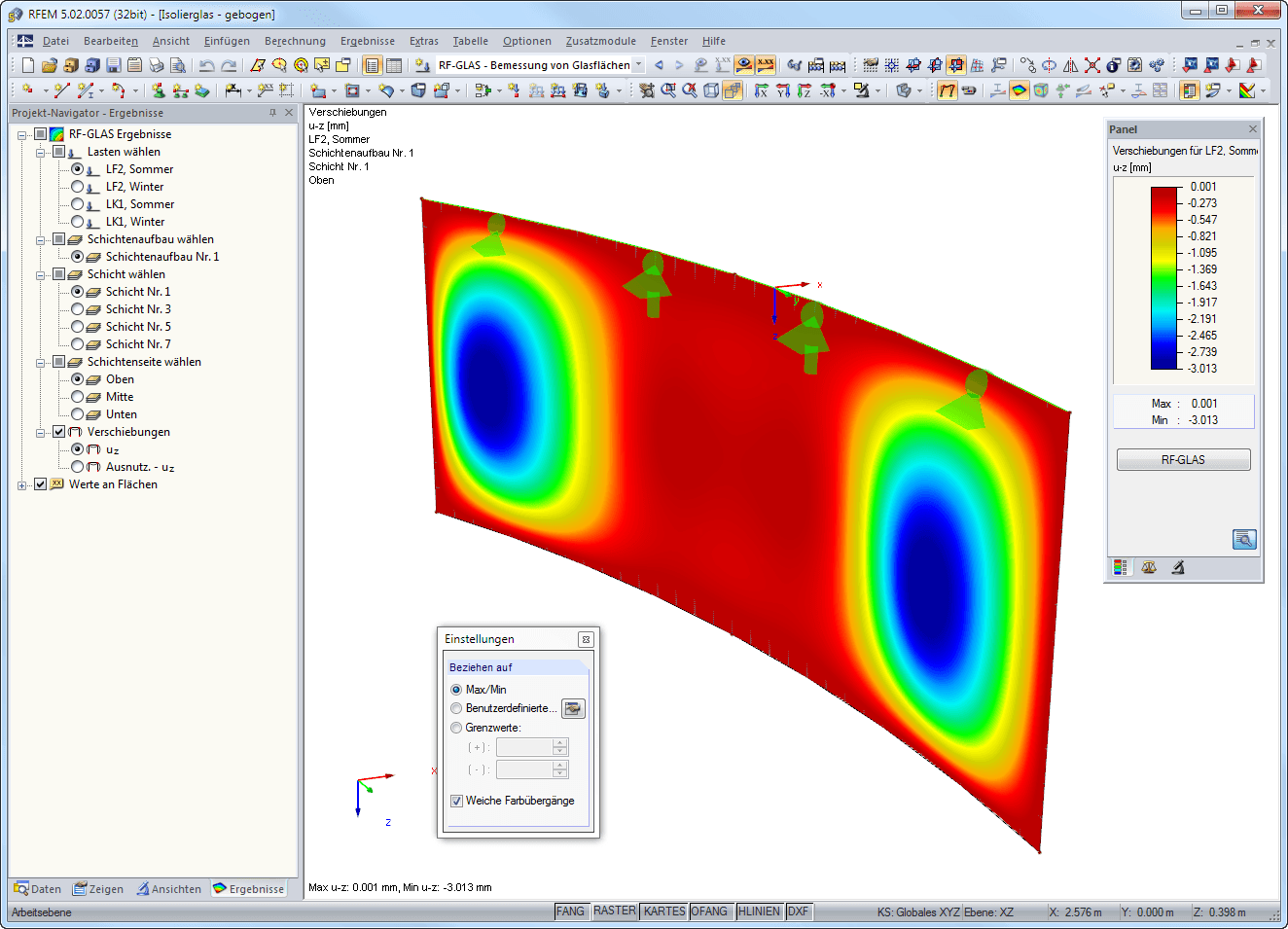 Ergebnisse in RFEM-Grafik - Verschiebungen