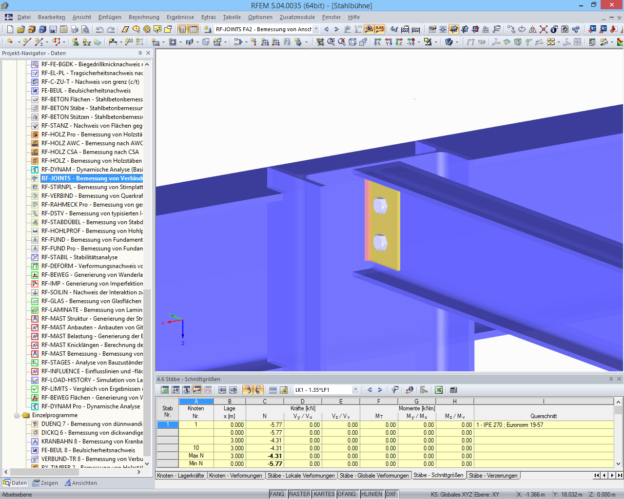 Visualisierung eines Fahnenblech-Anschlusses in RFEM