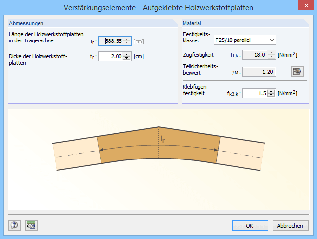 Querzug-Verstärkungselemente: Aufgeklebte Holzwerkstoffplatten