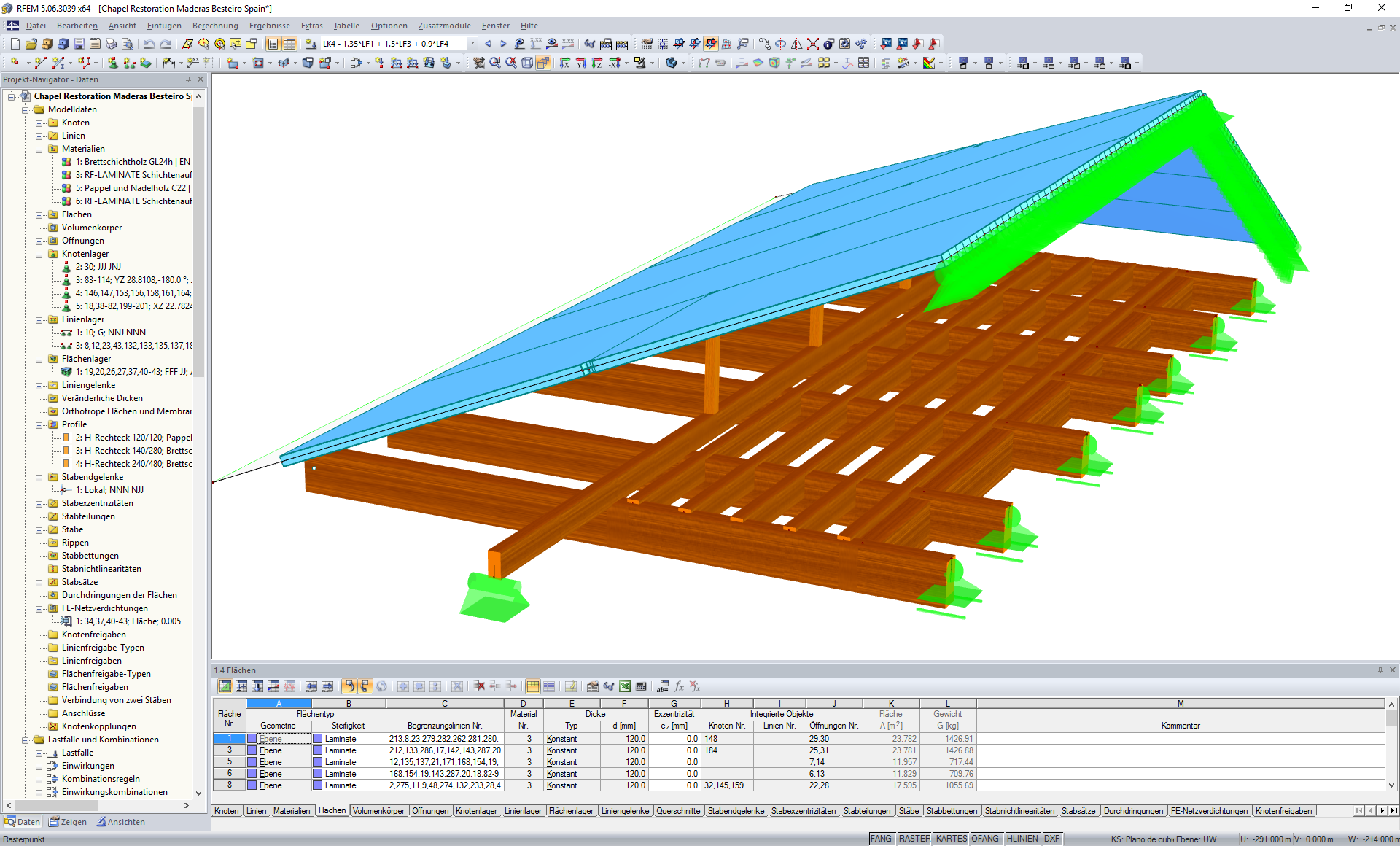 RFEM-Modell des restaurierten Kapellendachs (© Maderas Besteiro S.L.)