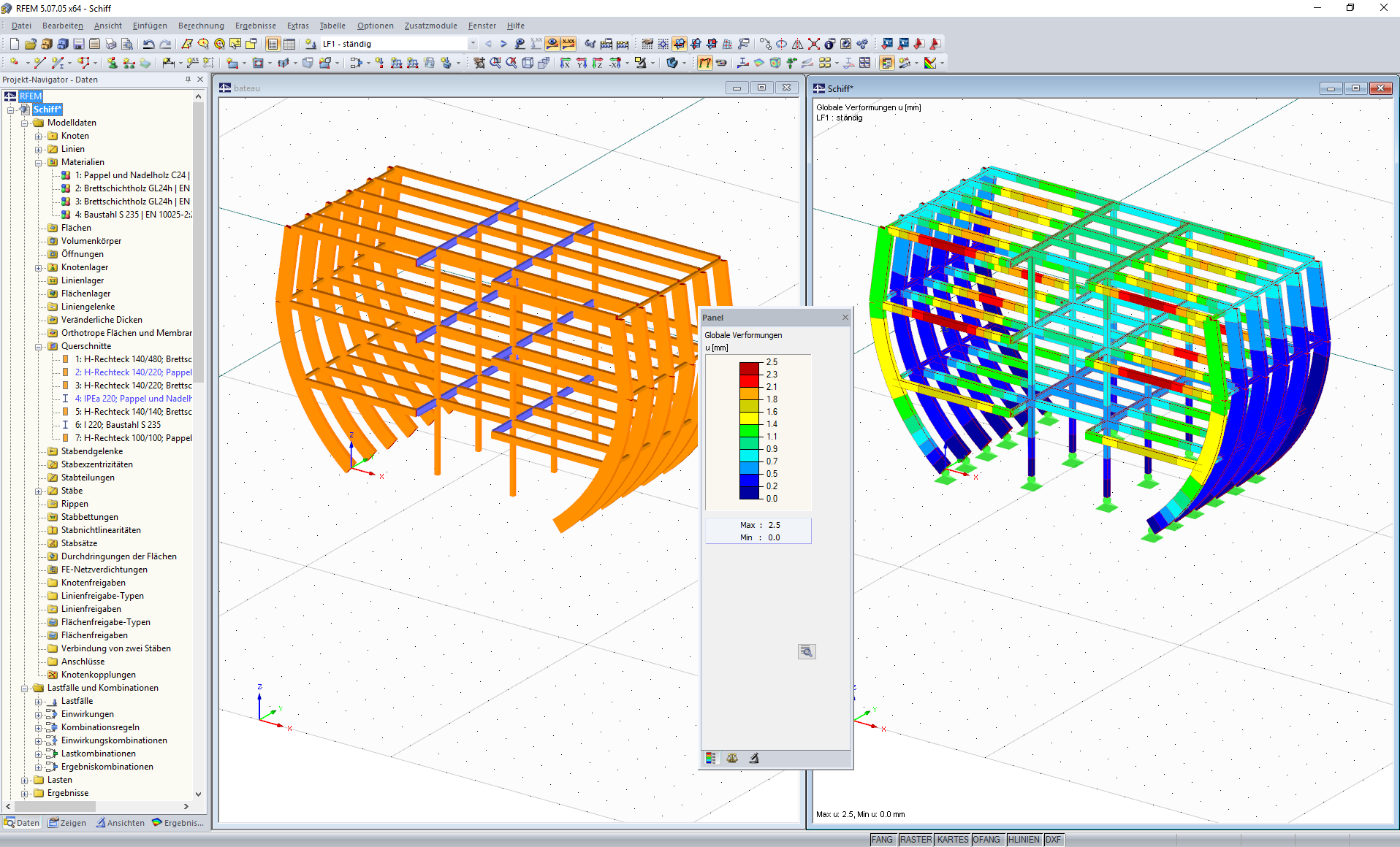 Modellierung des Bühnenbildes der Fregatte in RFEM (© MayA)