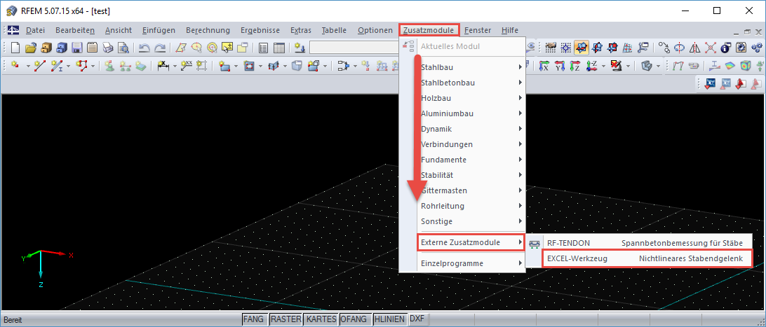 Bild 01 - selbst erstelltes EXCEL-Werkzeug in RFEM