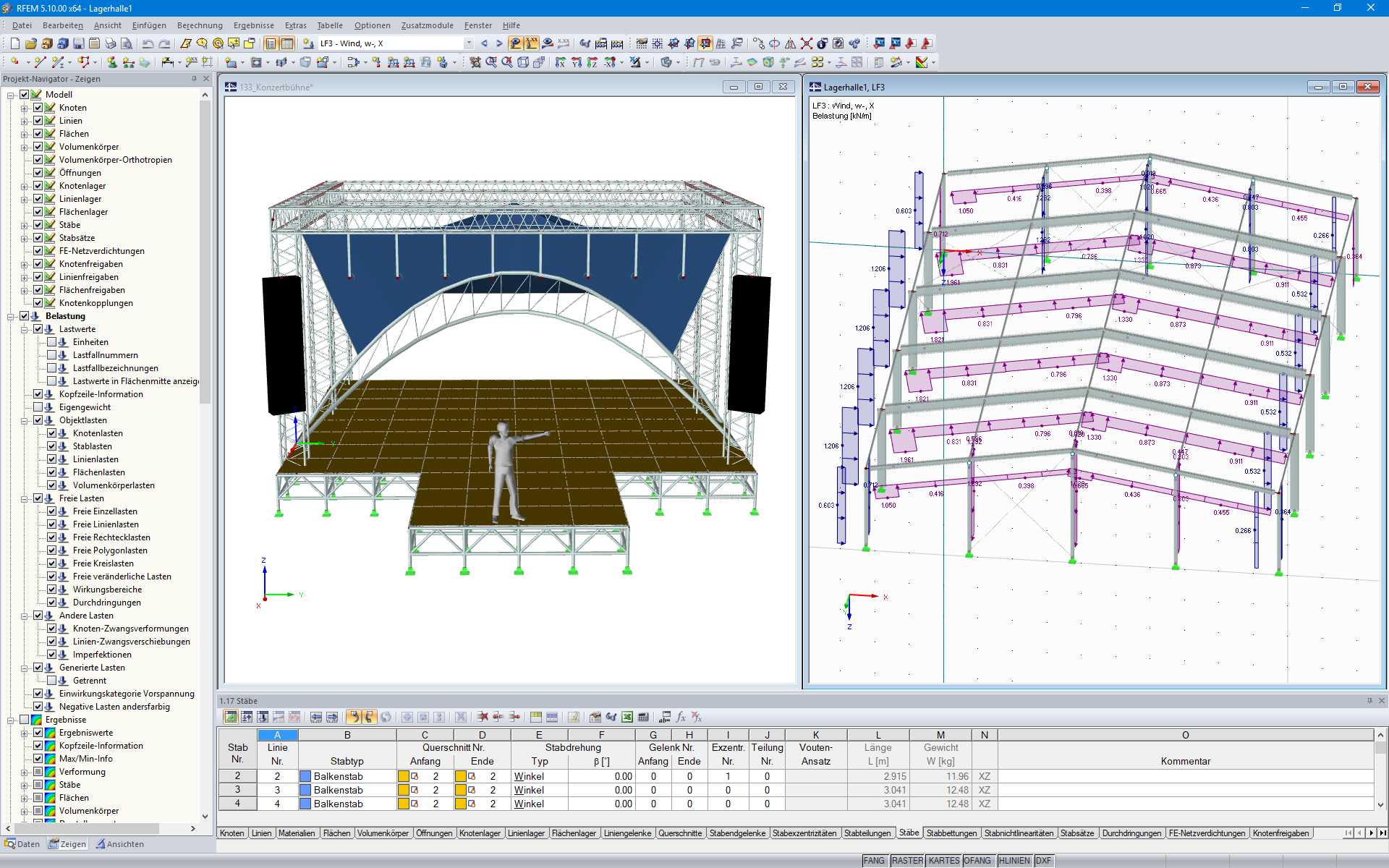 Konzertbühne und Halle aus Aluminium in RFEM