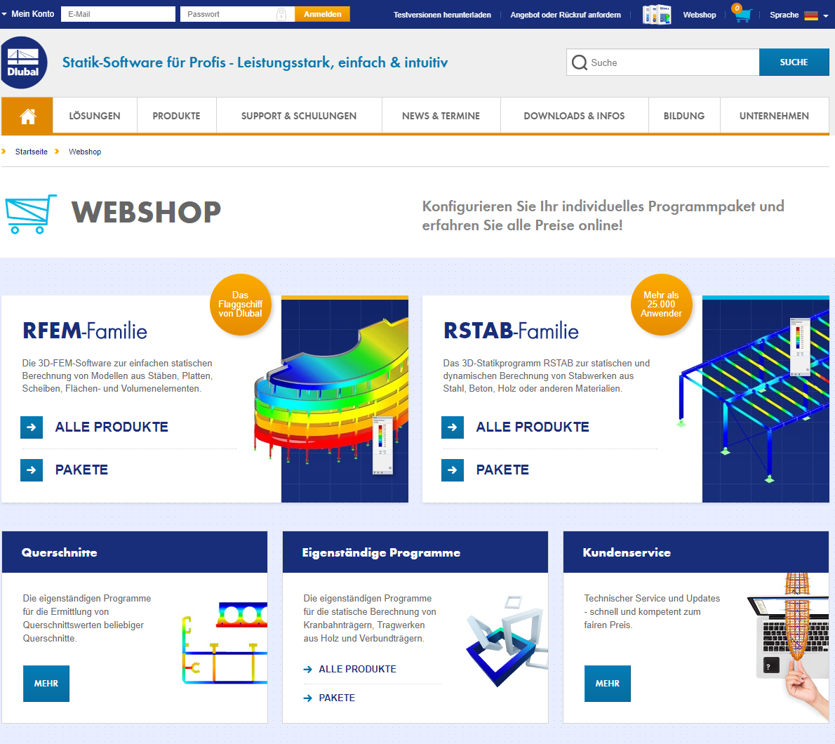 Webshop von Dlubal Software