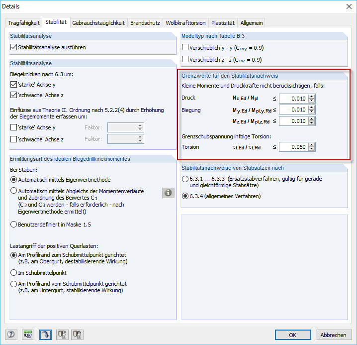 Bild 01 - Festlegung der 'Grenzwerte für den Stabilitätsnachweis'