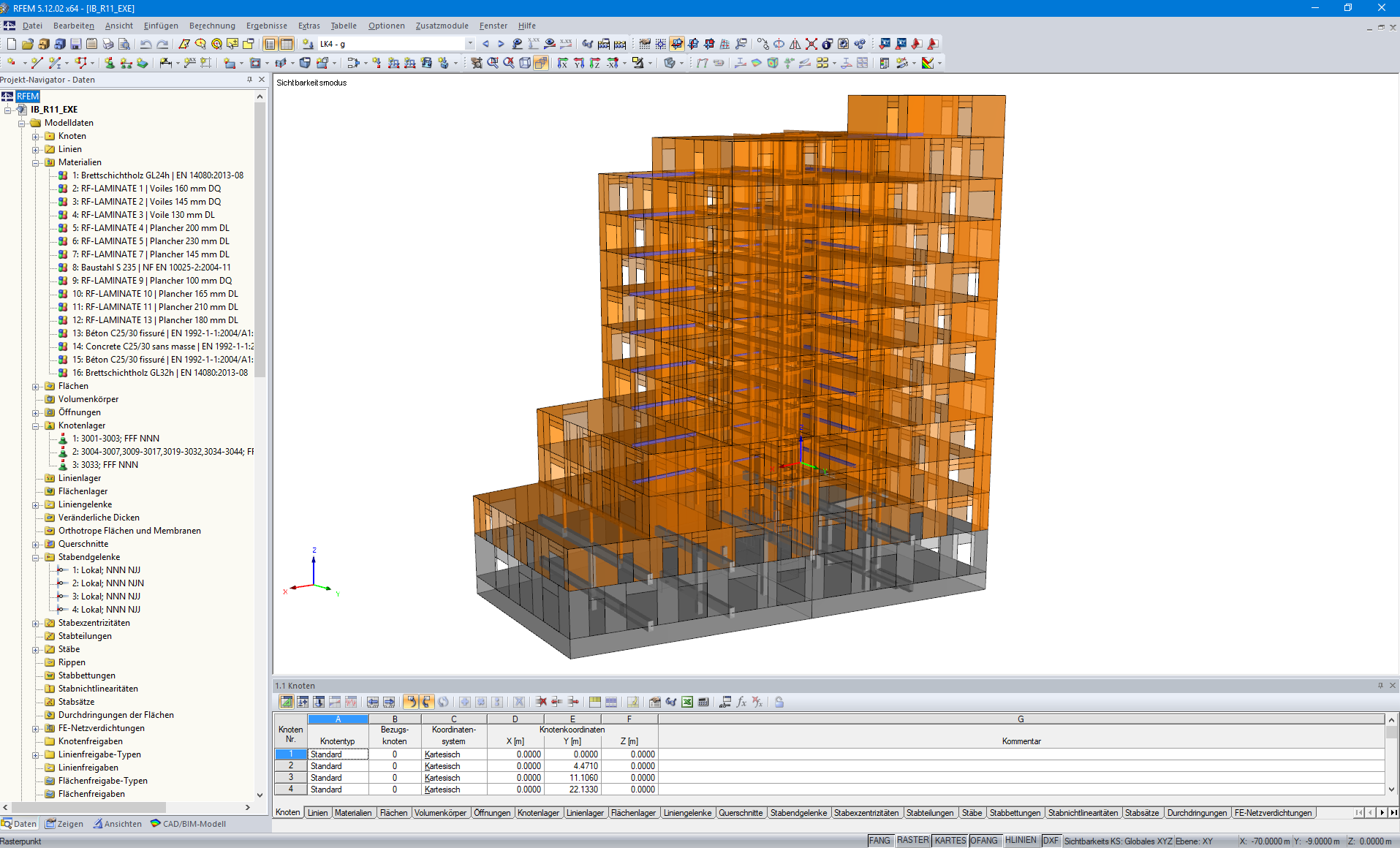 RFEM-Modell der Wohnanlage