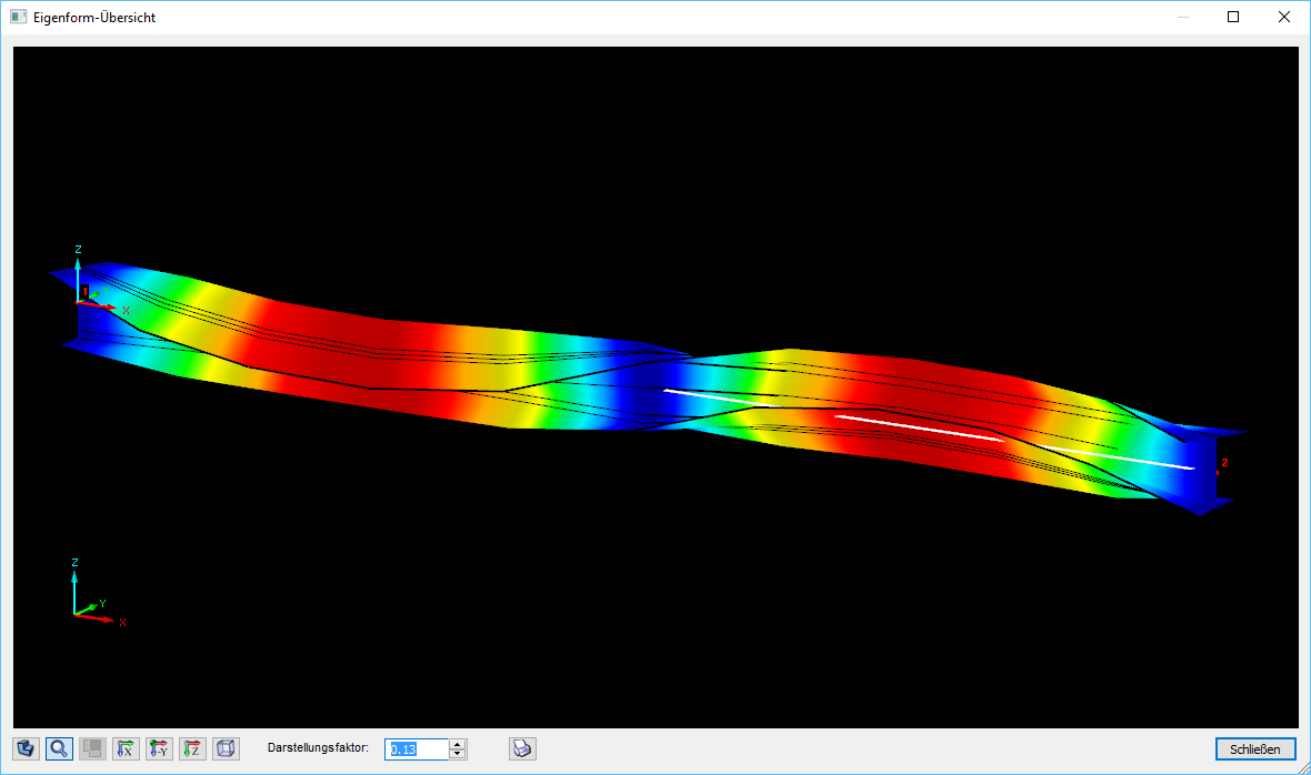 Bild 01 - Grafische Darstellung der Eigenform in RF-/STAHL AISC