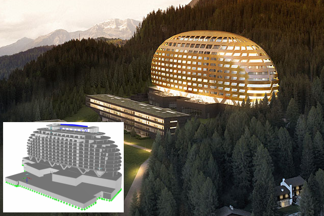 In RFEM berechnetes Hotel in Davos, Schweiz (© www.ssp-muc.com)