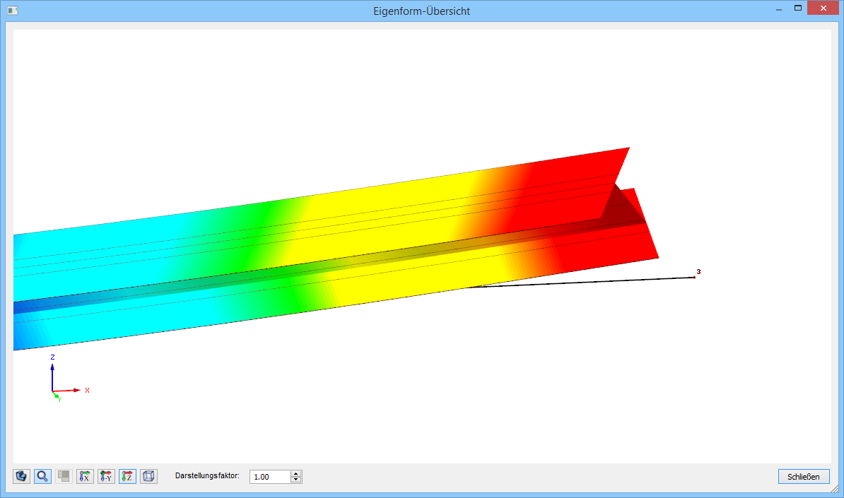 Darstellung der Eigenform mit Querschnittsverwölbung in RF-/STAHL EC3