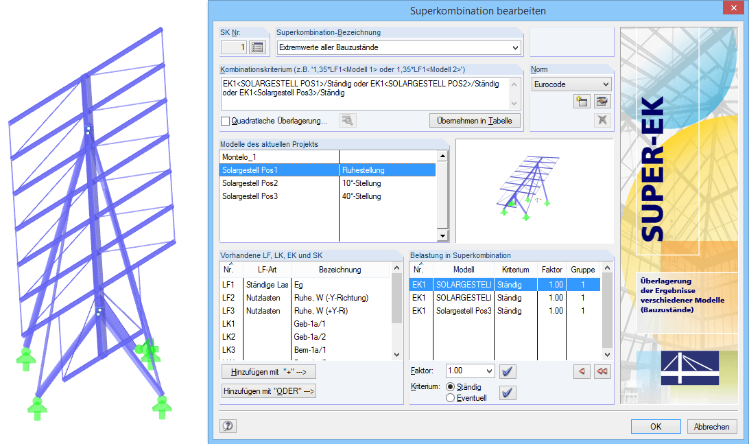 Überlagerung verschiedener Stellungen in SUPER-EK