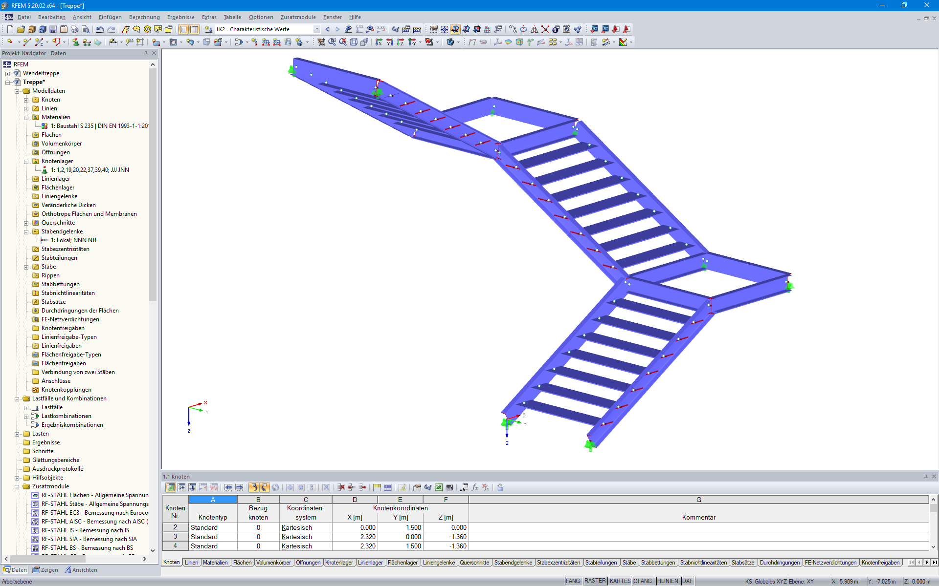 Geradläufige Treppe in RFEM