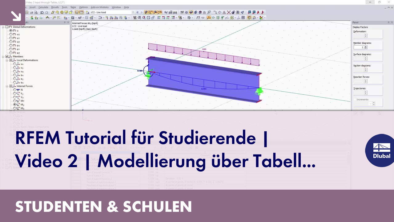 RFEM Tutorial for Students | Video 2 | Modeling via Tables