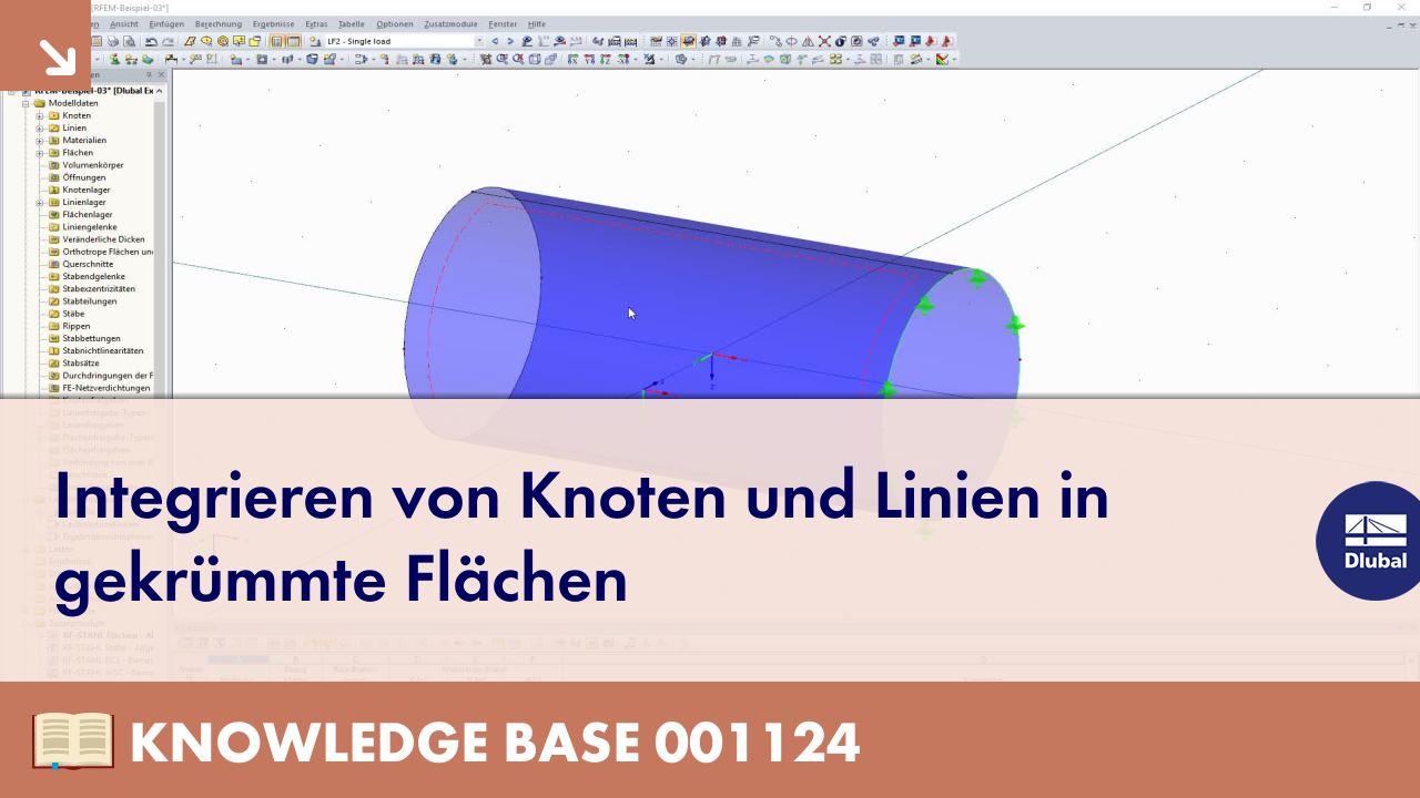 Integrieren von Knoten und Linien in gekrümmte Flächen