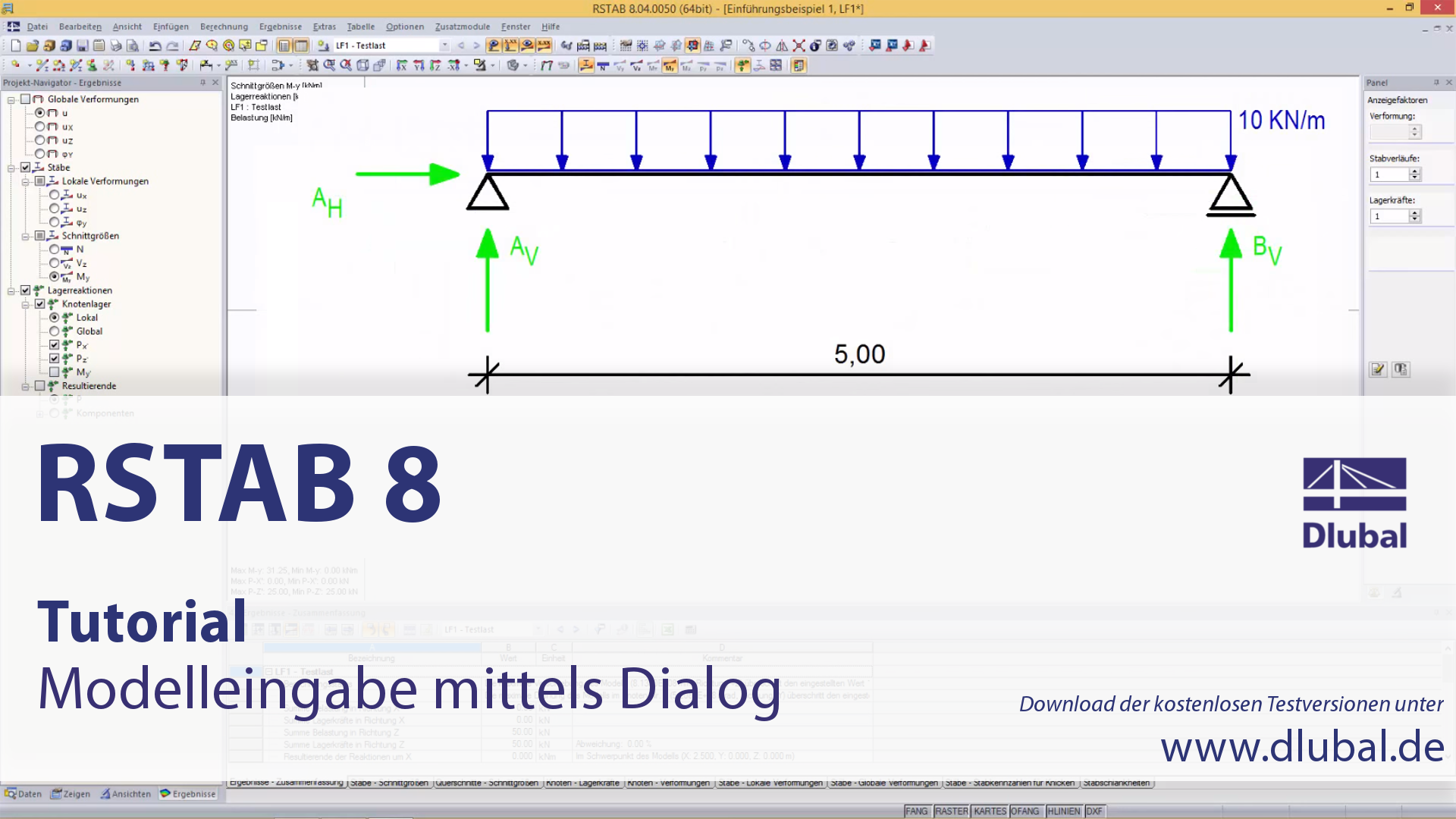 Statik-Übungsbeispiel Nr. 3 | Eingabe mittels Dialog | Videoeinführung in RSTAB