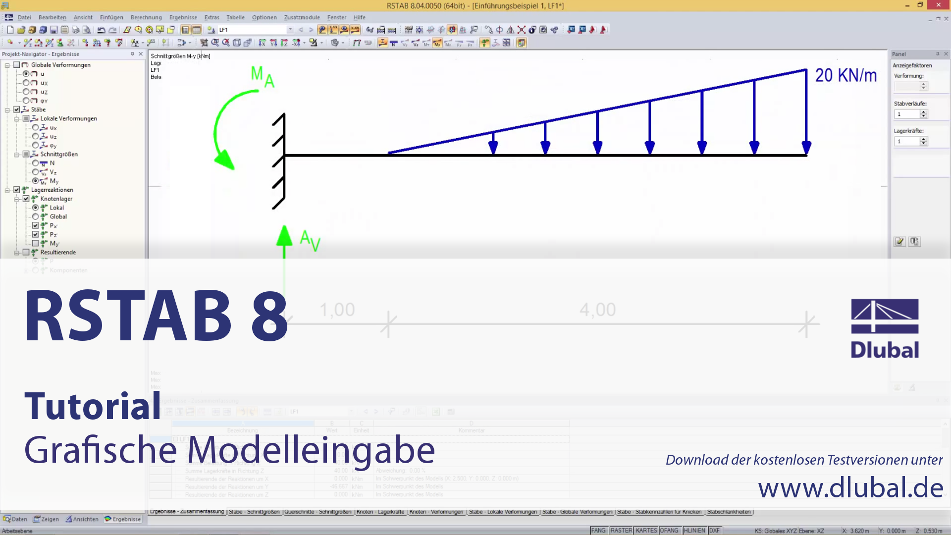 Statik-Übungsbeispiel Nr. 4 | Grafische Eingabe | Videoeinführung in RSTAB